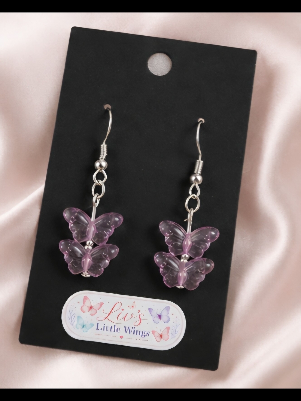 Pink Butterfly Dangle Earrings